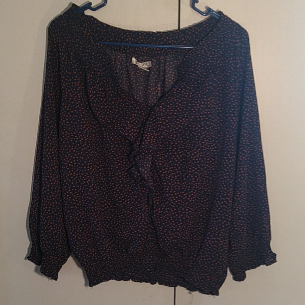 Navy Blue Polka-dot Blouse